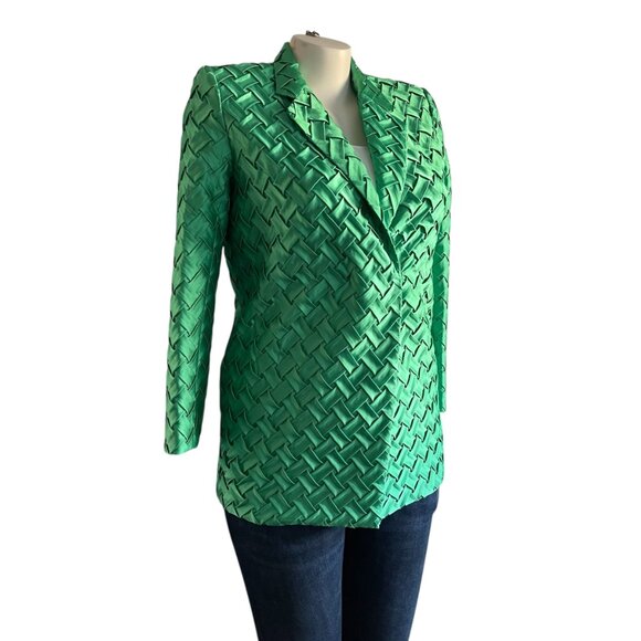 By Egreis Green Waffle Knit Blazer Jacket - S - Picture 2 of 9